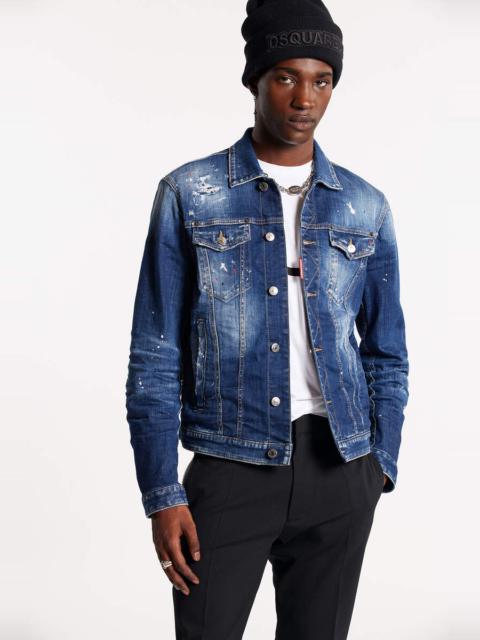 DSQUARED2 MEDIUM RED SPOTS WASH DAN JEAN JACKET