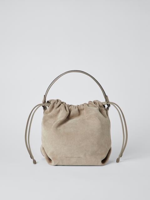 Brunello Cucinelli Suede bucket bag with Precious handle