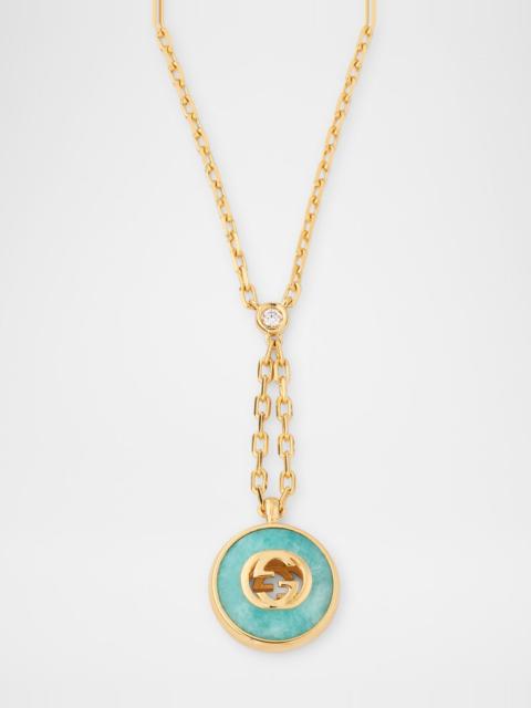 GUCCI Interlocking 18K Yellow Gold Y Necklace with Diamond and Amazonite