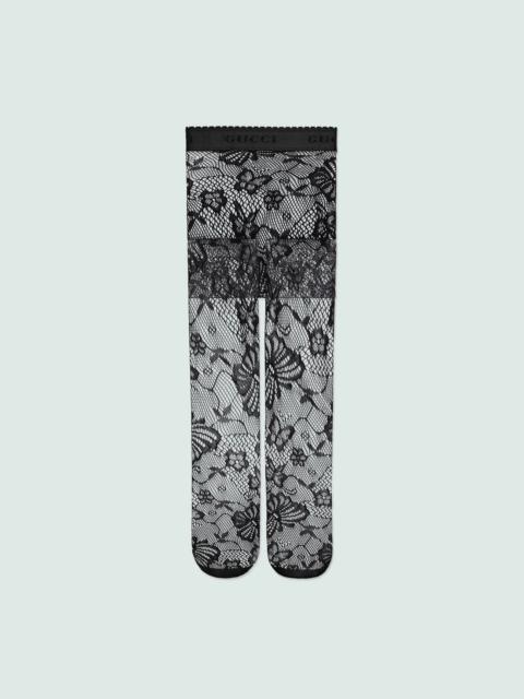 Nylon tights with butterfly motif