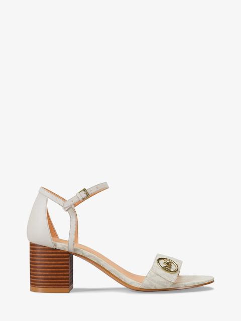 MICHAEL KORS Hannah Signature Logo Block Heel Sandal