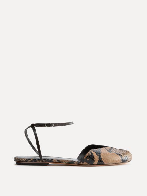 LE MONDE BÉRYL Valetta Flat / Fango Leather Snake Effect