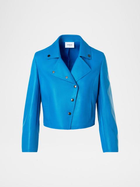 AKRIS Perforated Leather Crop Moto Jacket