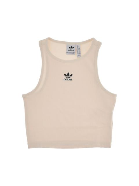RIBBED CROPPED TANK TOP WITH LOGO