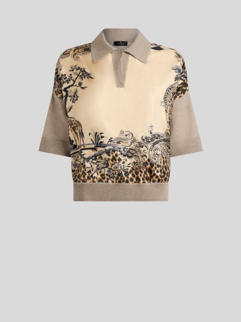Etro WOOL-BLEND SWEATER WITH PLACED ANIMAL AND PAISLEY PRINT