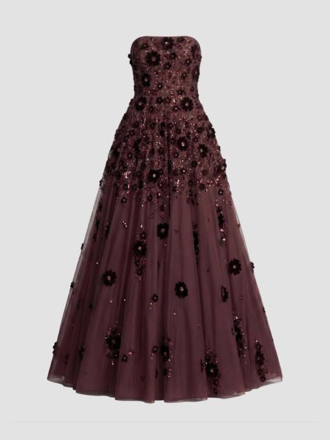 MAC DUGGAL Women's Floral-Beaded Mesh Strapless Gown - Amethyst