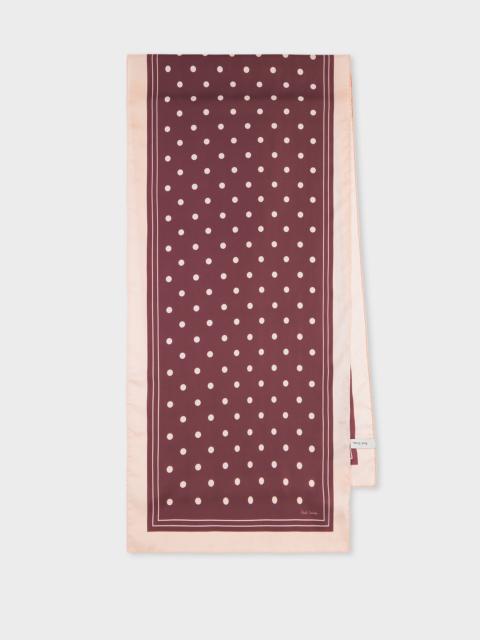 Paul Smith Women's Burgundy and Pink Silk Polka Dot Scarf