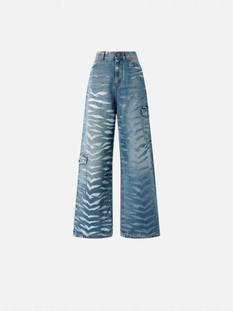 WIDE-LEG ZEBRA-PRINT JEANS