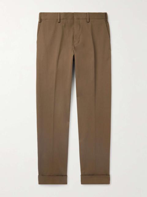 Straight-Leg Stretch-Cotton Twill Trousers