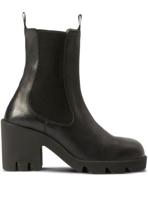 Burberry Black Elasticated-Panel Leather Boots