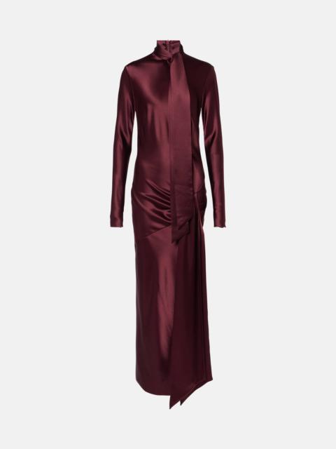 GALVAN Emilie tie-neck satin maxi dress