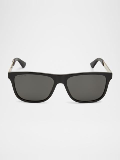 GUCCI Men's Square Acetate Logo Sunglasses