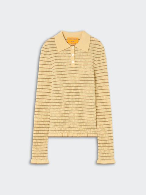 GUEST IN RESIDENCE Smocked L/S Shrunken Polo
