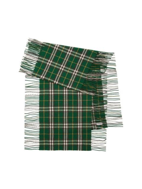 checked cashmere fringed scarf