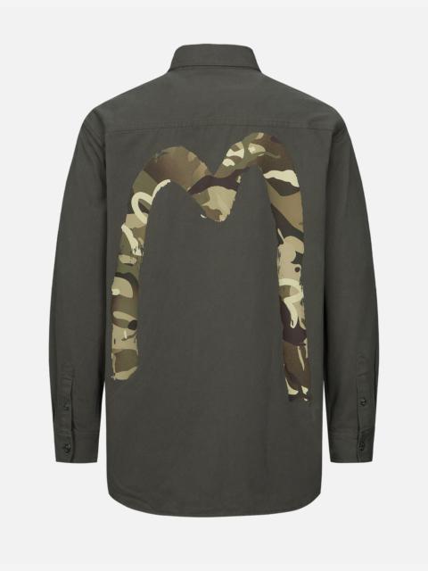 EVISU CAMOUFLAGE BRUSHSTROKE DAICOCK PRINT RELAX FIT SHIRT