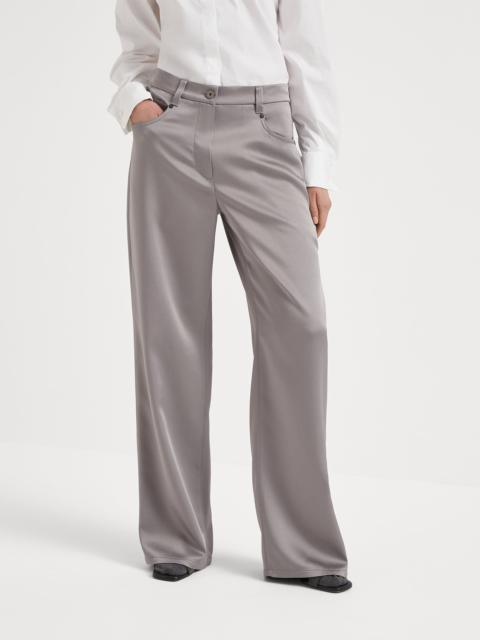 Brunello Cucinelli Satin cady wide five-pocket trousers with shiny bartack