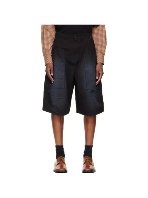 We11done Black Washed Bermuda Cargo Shorts