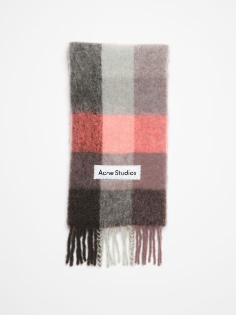Mohair checked scarf - Mauve/bright pink/anthracite