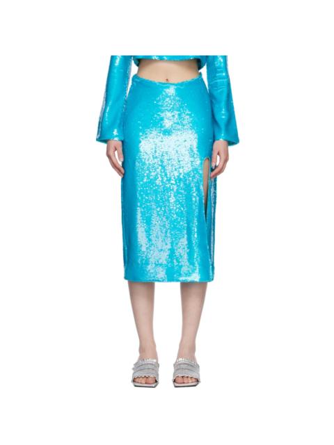 GANNI Blue Sequins Midi Skirt