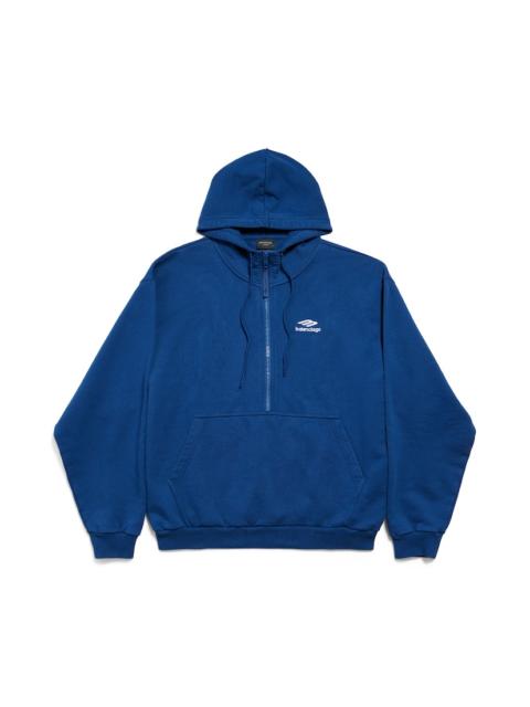 BALENCIAGA 3b Sports Icon Half-zip Hoodie in Light Marine Blue