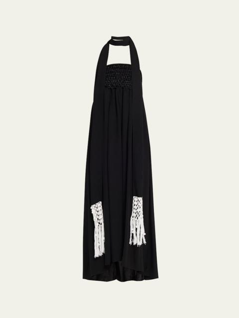 MARIA McMANUS Macrame Scarf Empire-Waist Gown