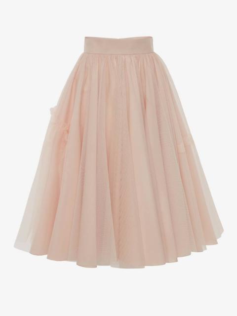 Alexander McQueen Knee Tulle Skirt in Pink
