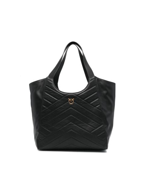 quilted leather tote bag