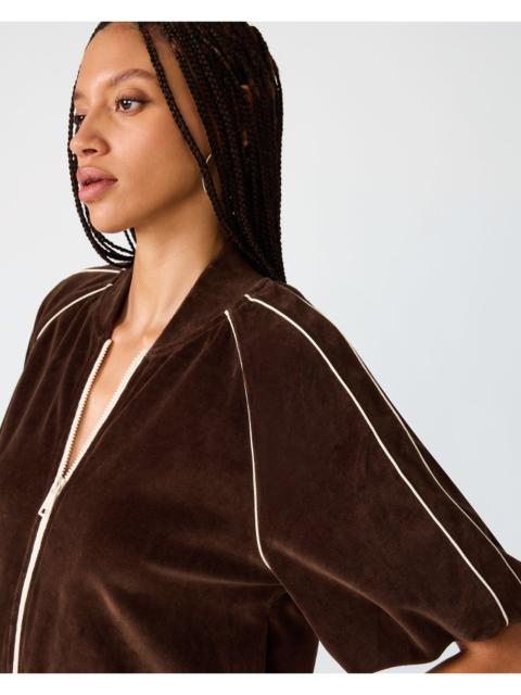 STEVE MADDEN VELOUR TRACK JACKET DARK ESPRESSO