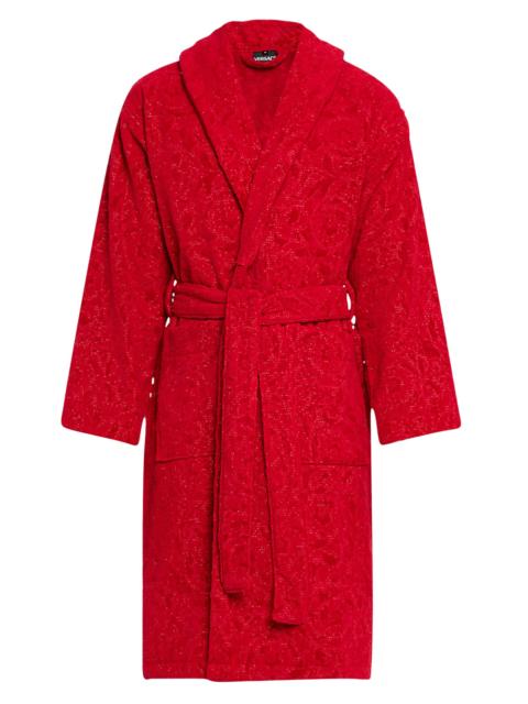 VERSACE Men's Barocco Cotton Bathrobe - Red