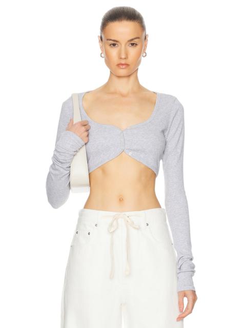 GRLFRND Rib Button Through Crop Top