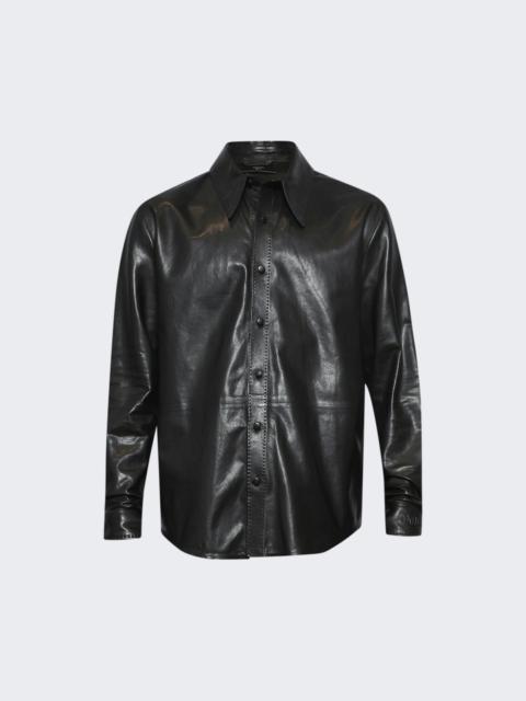 AMIRI Lightweight Leather Long Sleeve Shirt Black