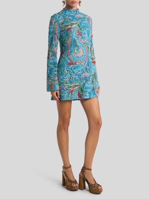 Etro CROCHET-EFFECT MINI DRESS WITH SEQUIN EMBROIDERY