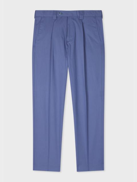 Paul Smith Blue Stretch-Cotton Twill Pleated Trousers