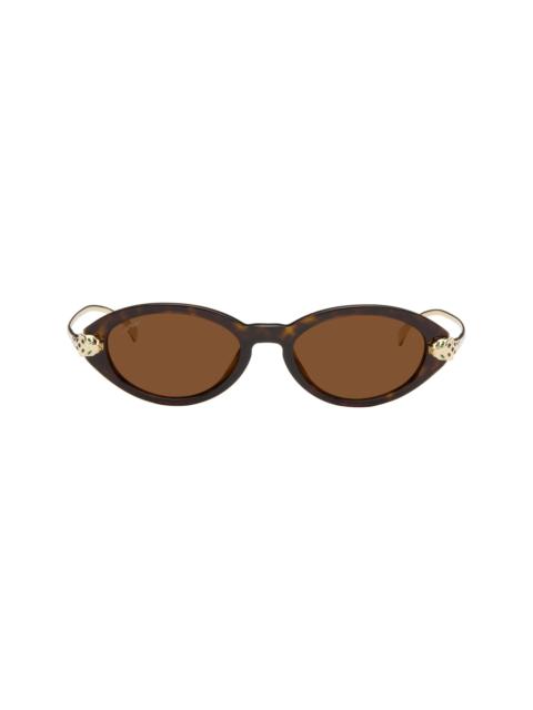 Cartier Brown & Gold 'Panthère de Cartier' Sunglasses