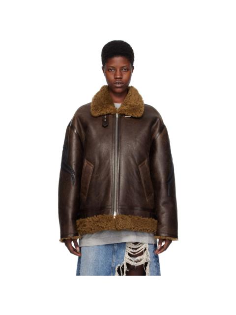 VETEMENTS Brown Graphic Shearling Jacket