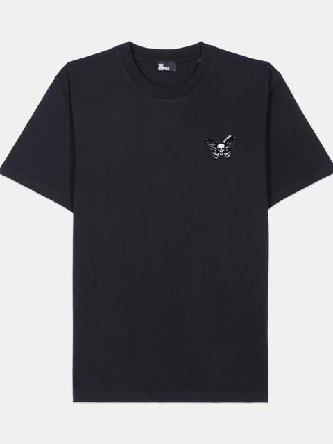 The Kooples BLACK T-SHIRT WITH BUTTERFLY FLOCKING