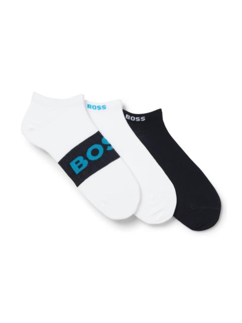 BOSS THREE-PACK OF ANKLE-LENGTH SOCKS IN A COTTON BLEND