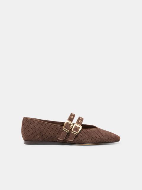 dolce vita BAYLEE GROMMET BALLET FLATS DK BROWN PERFORATED SUEDE