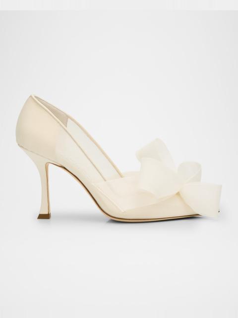 JIMMY CHOO Staz Bow Mesh Pointed Pumps