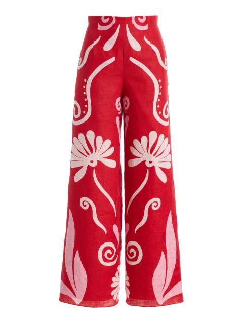 CALA de la CRUZ Exclusive Toya Linen Wide-Leg Pants red