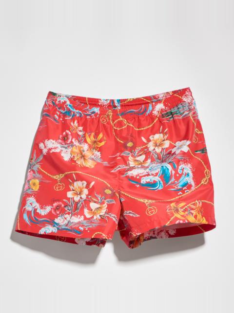 GUCCI Printed nylon swim shorts