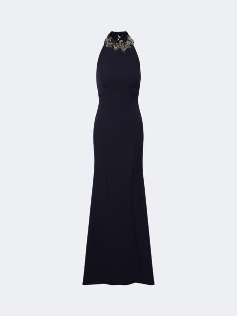 Safiyaa Lark embellished halterneck crêpe gown