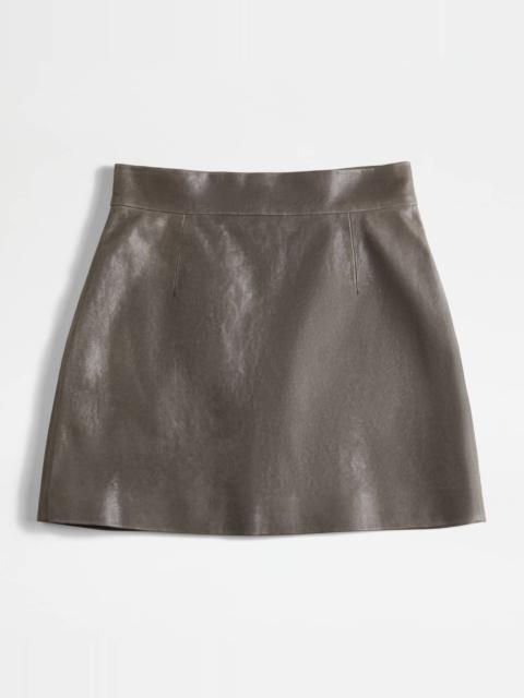 Tod's MINISKIRT IN LEATHER - GREY