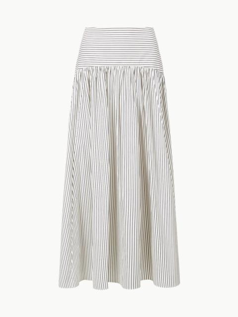 STAUD PROCIDA SKIRT IVORY MICRO STRIPE