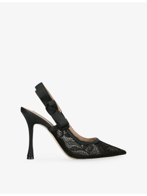 STEVE MADDEN Brylie Lace Heeled Woven Sling-Back Courts