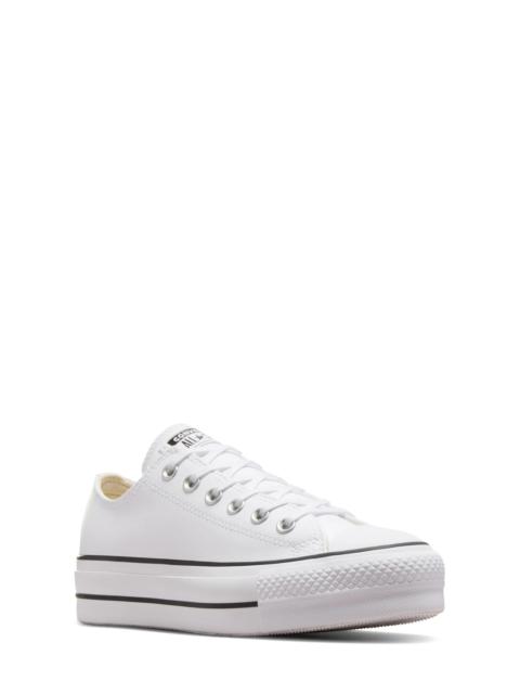 Chuck Taylor All Star Lift Low Top Leather Sneaker in White/Black/White