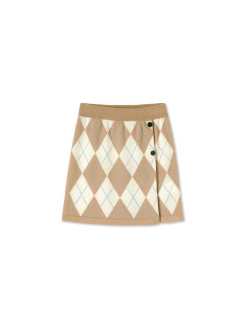 Virgin wool mini skirt with "Argyle" motif