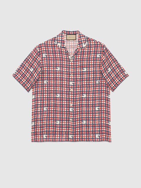 Square G tartan print linen shirt