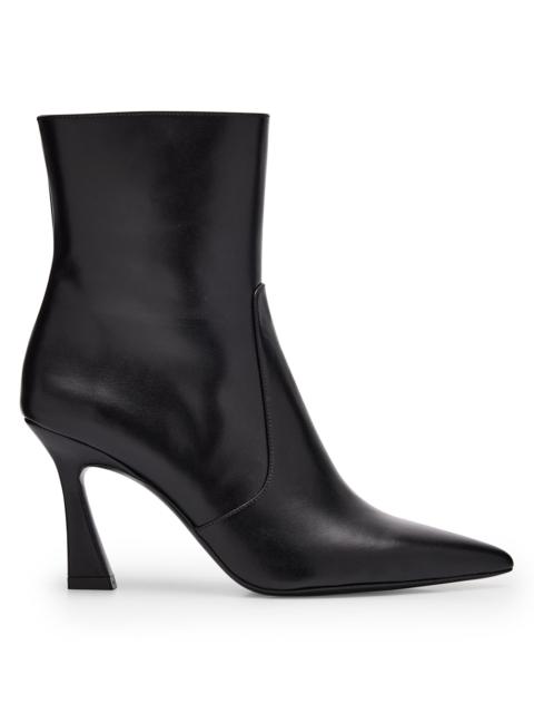 Stuart Weitzman Women's Vinnie 85MM Leather Zip-Up Booties - Black