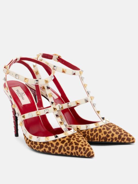 Valentino Rockstud 100 leopard-print calf hair pumps